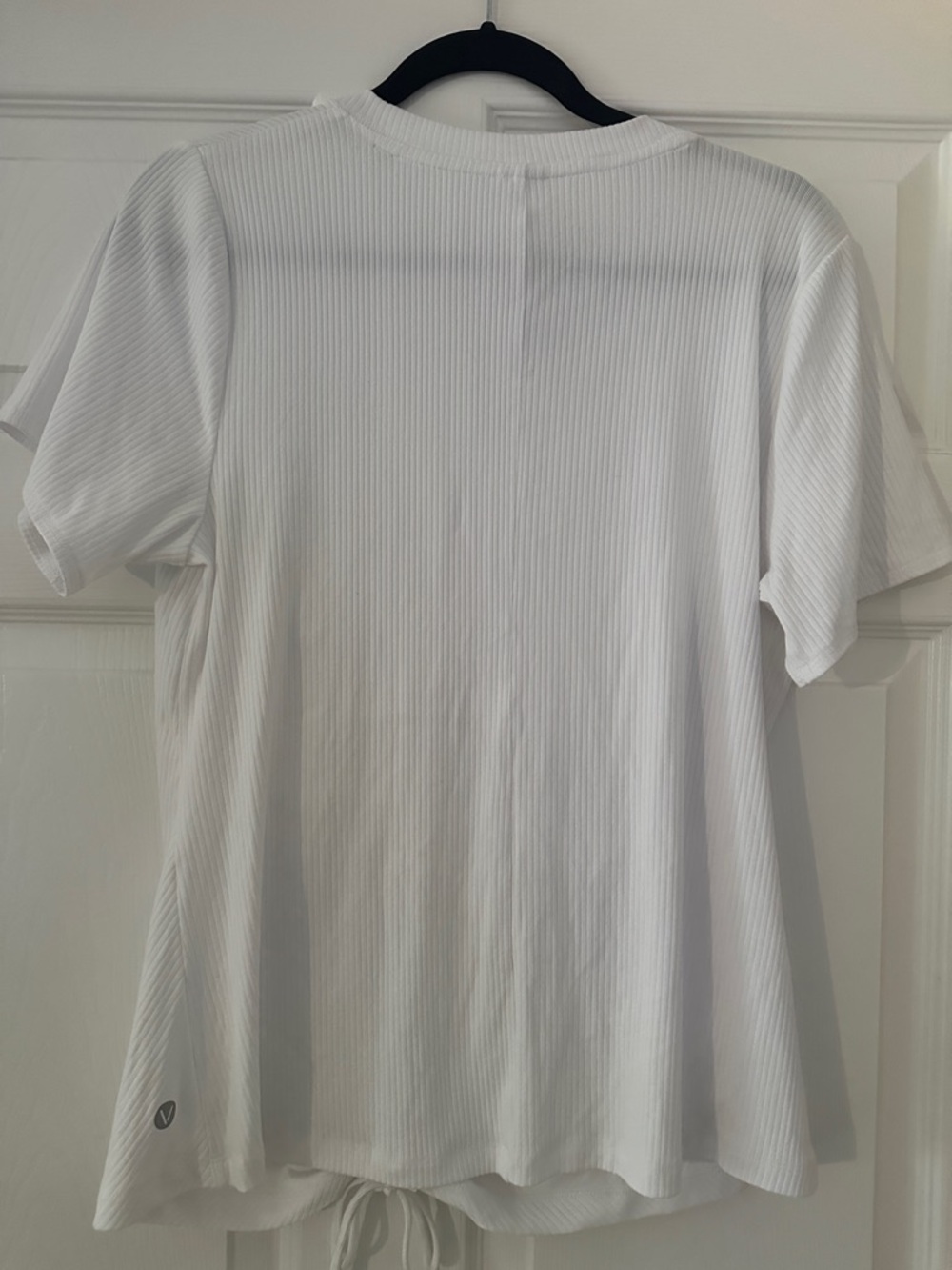 Lane Bryant White Ribbed V-Neck Drawstring Ruched Top - Picture 5 of 5